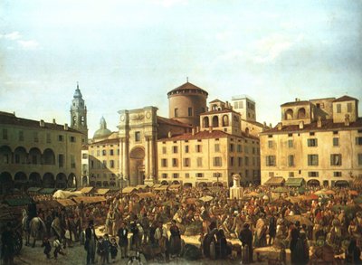 The Piazza of Parma on Market Day in 1848 by Giulio Carmignani